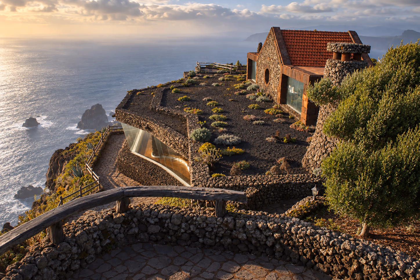 Le terrazze in pietra del Mirador de la Peña, affacciate sul mare