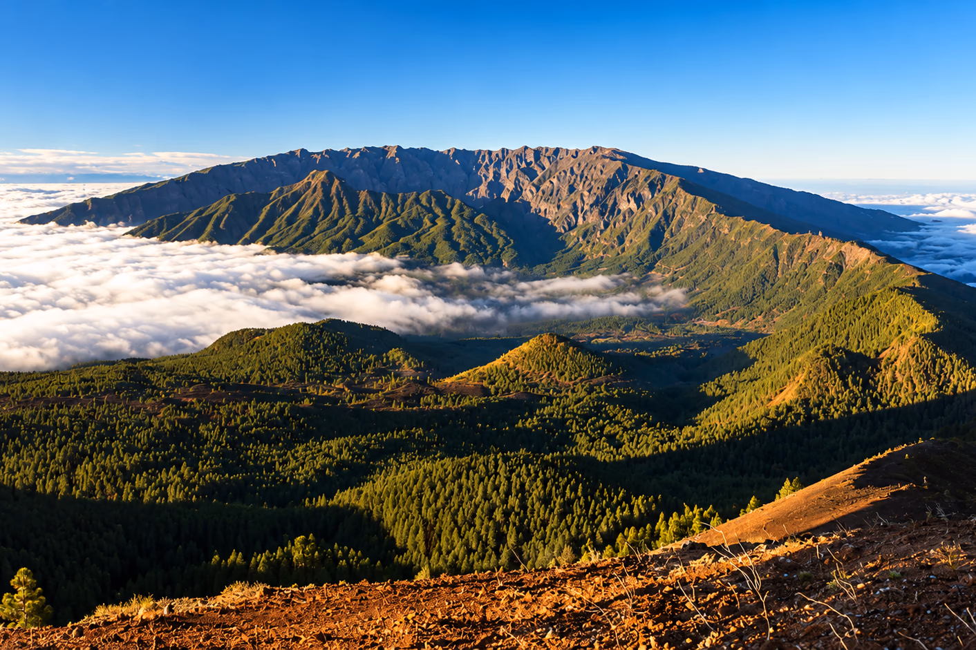 Il Parque Nacional de la Caldera de Taburiente sopra un mare di nuvole